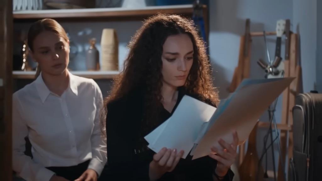 Nana przegląda w magazynie zdjęcia. Za jej plecami stoi Neslihan.