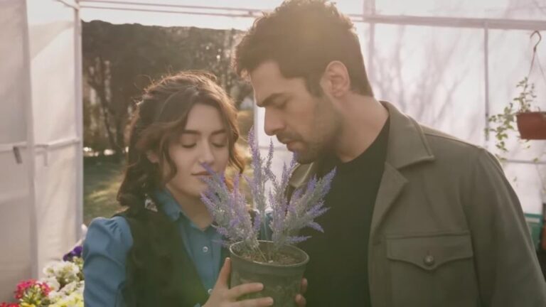 Zeynep i Halil napawają się zapachem lawendy.