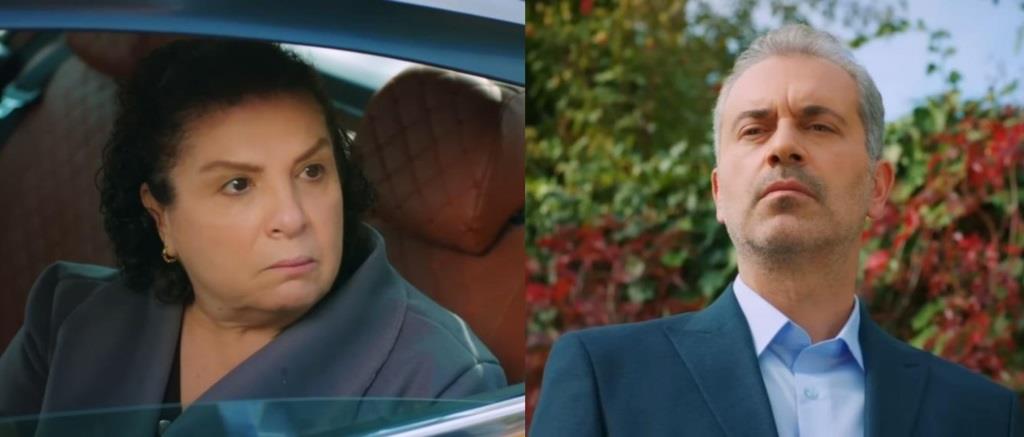 Kadr z 63. odcinka serialu "Miłość i nadzieja". Bulent wypędza Naciye z domu.