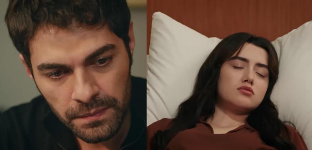 Kadr z 33. odcinka serialu "Wichrowe Wzgórze". Halil nie odchodzi od łóżka Zeynep i nie odrywa od niej oczu.