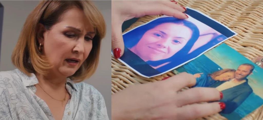 Kadr z 80. odcinka serialu "Miłość i nadzieja". Feraye znajduje zdjęcie Bulenta z inną kobietą. Porównuje je ze zdjęciem Gonul.