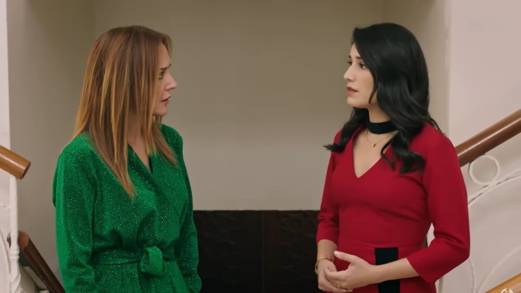 Songul rozmawia z Gulhan na schodach.