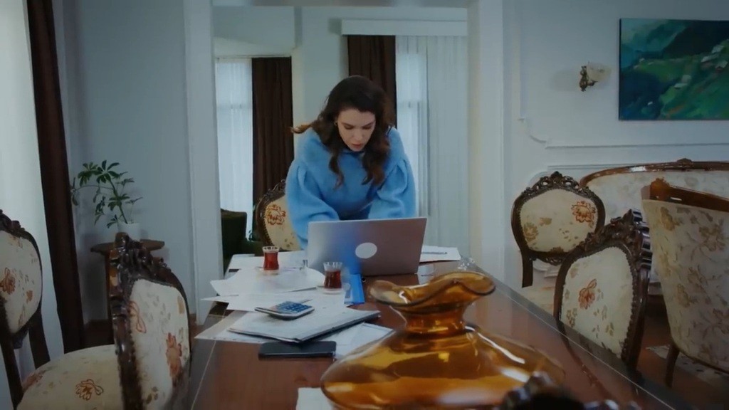 Pelin wprowadza zmiany na laptopie.